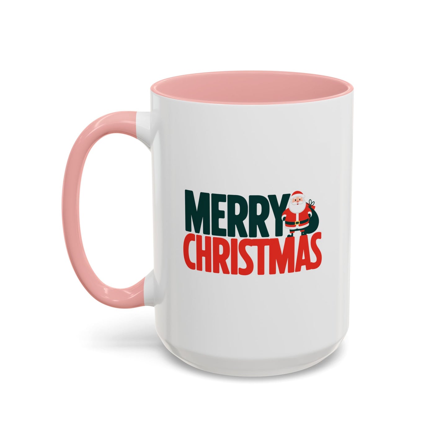 Christmas Mug - Merry Christmas Green & Red Text Santa Bag