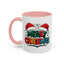 Christmas Mug - Merry Christmas Green Red Yellow and Blue Text Red Hats
