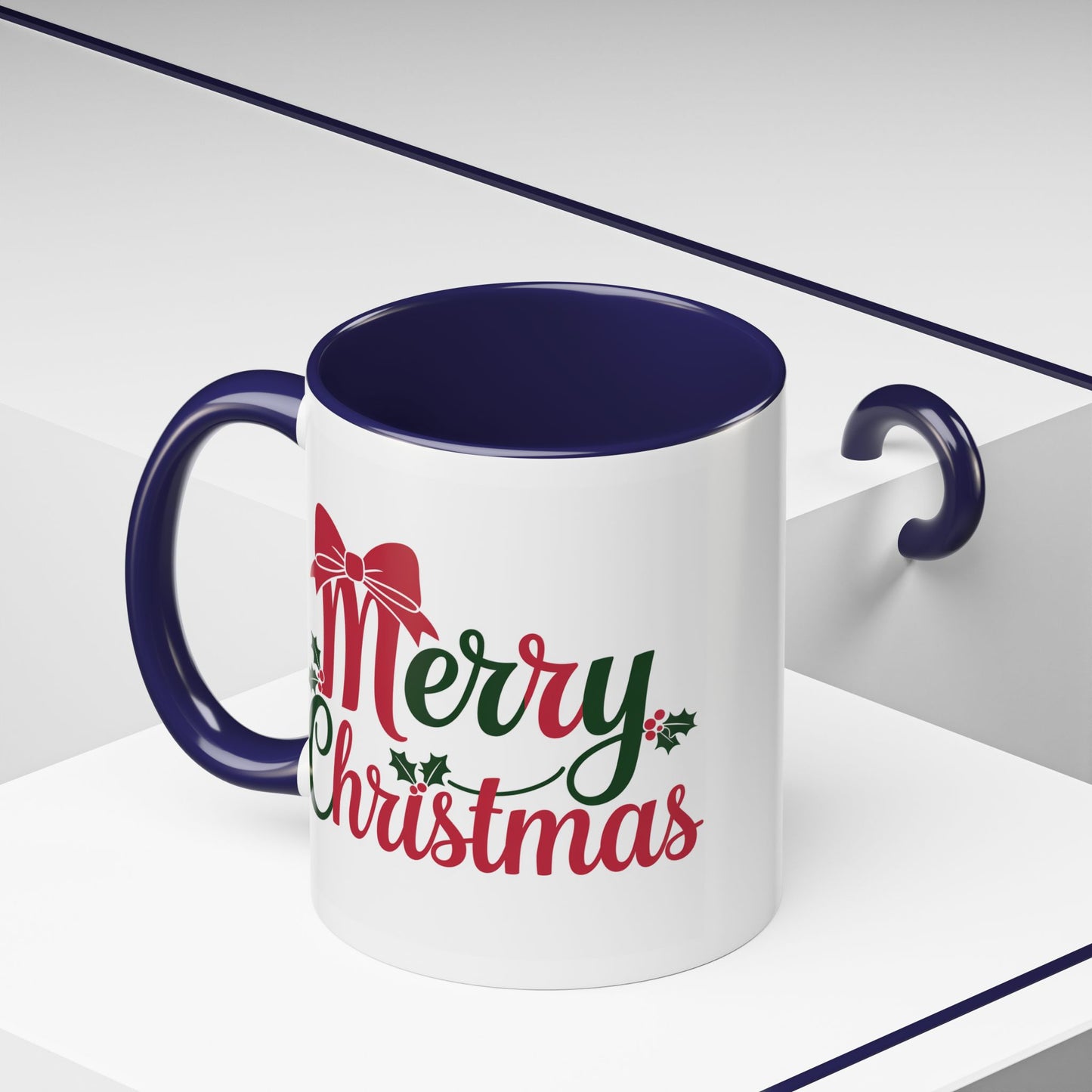 Christmas Mug - Merry Christmas Red & Green Text Bow