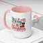 Christmas Mug - Merry Christmas Green & Red Text Star Candy Cane Stocking Snowflake