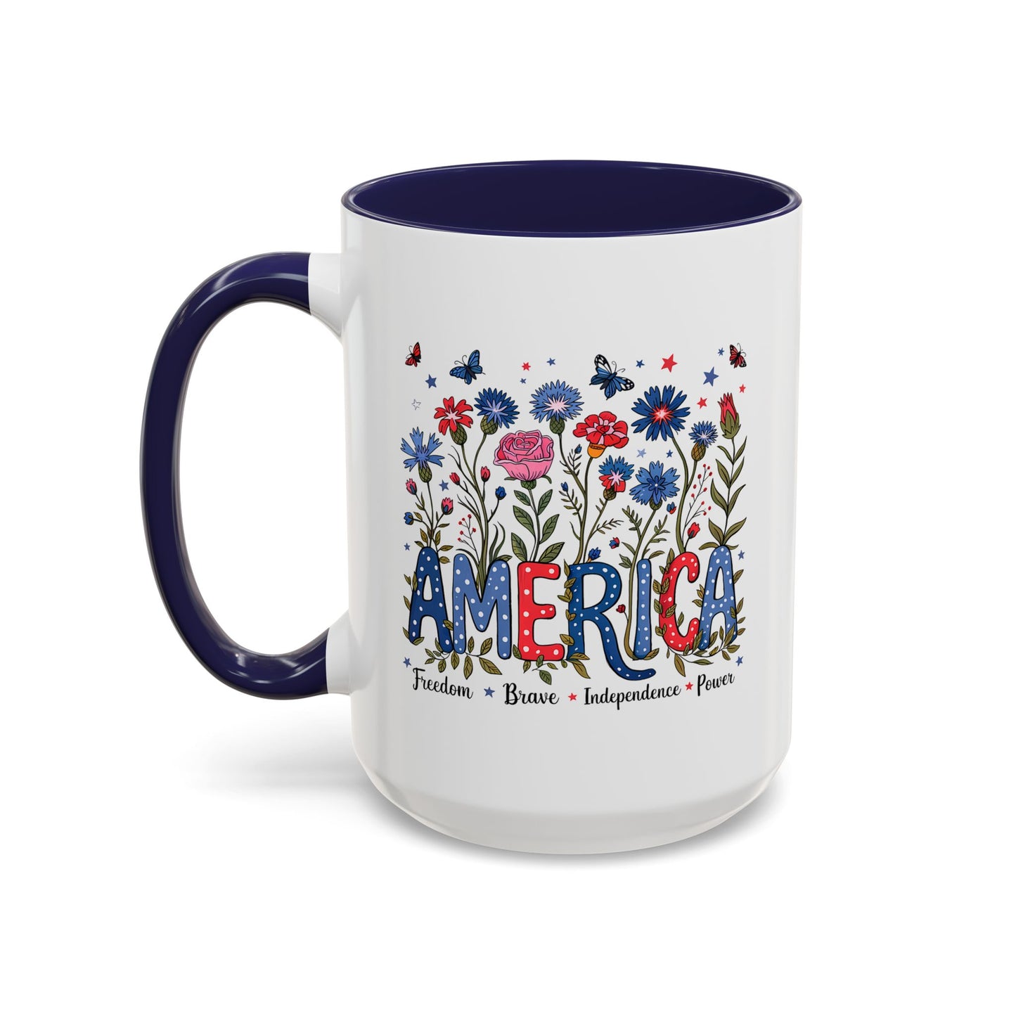 4th of July Mug - Floral America Patriotic