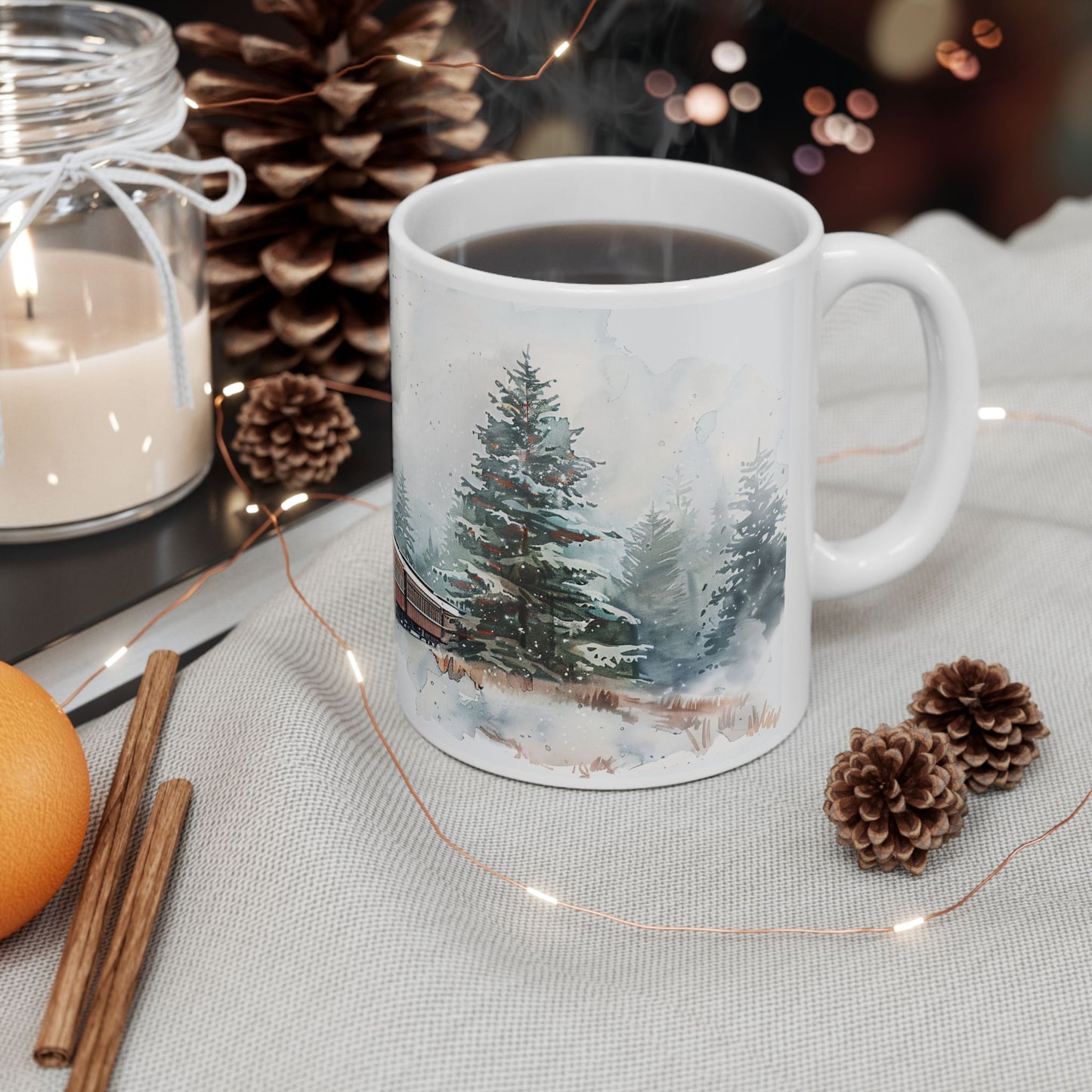 Christmas Mug - Snowy Landscape Train Wrap 5
