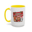 Christmas Mug - Green Text Red Banner Reindeer Bear Penguin