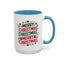 Christmas Mug - Merry Christmas Green & Red Text Trees Hearts Snowflakes Stars