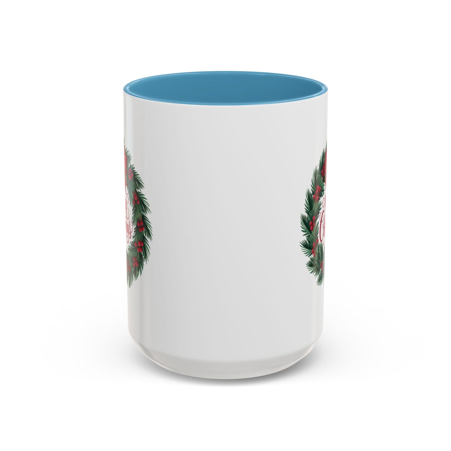 Christmas Mug - Merry Christmas Red Text Bow Wreath