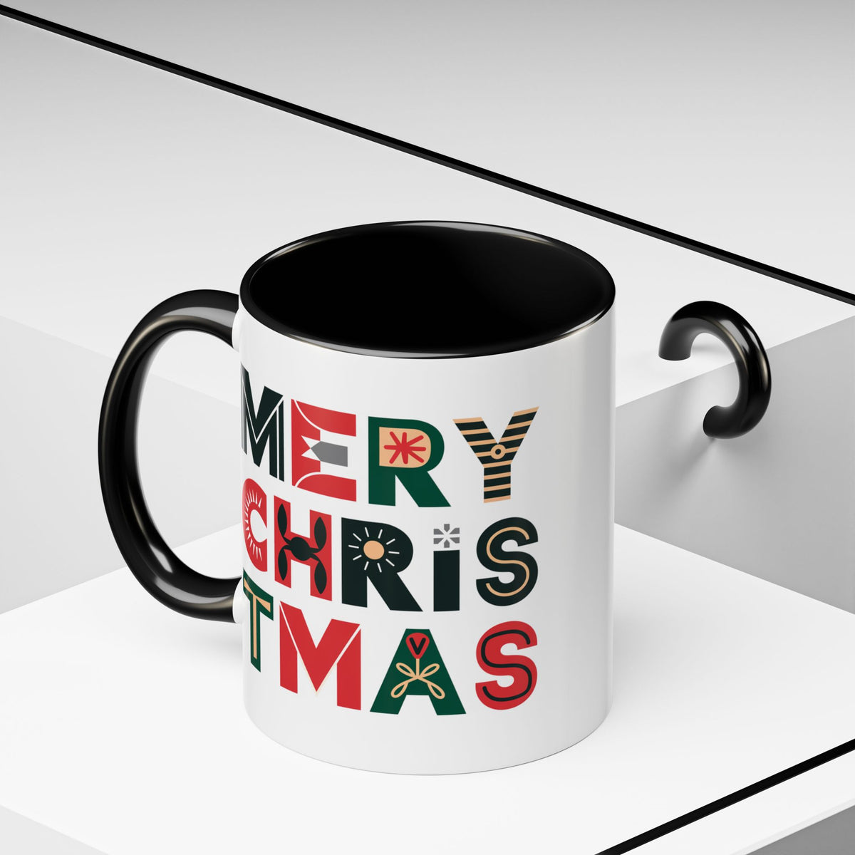 Christmas - Merry Christmas Black Red Green Patterned Text