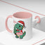 Christmas Mug - Merry Christmas Red Text Dinosaur Tree