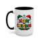 Christmas Mug - Merry Christmas Red Yellow & Green Text Green & Red Hat