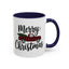 Christmas Mug - Merry Christmas Black Text Tartan Truck