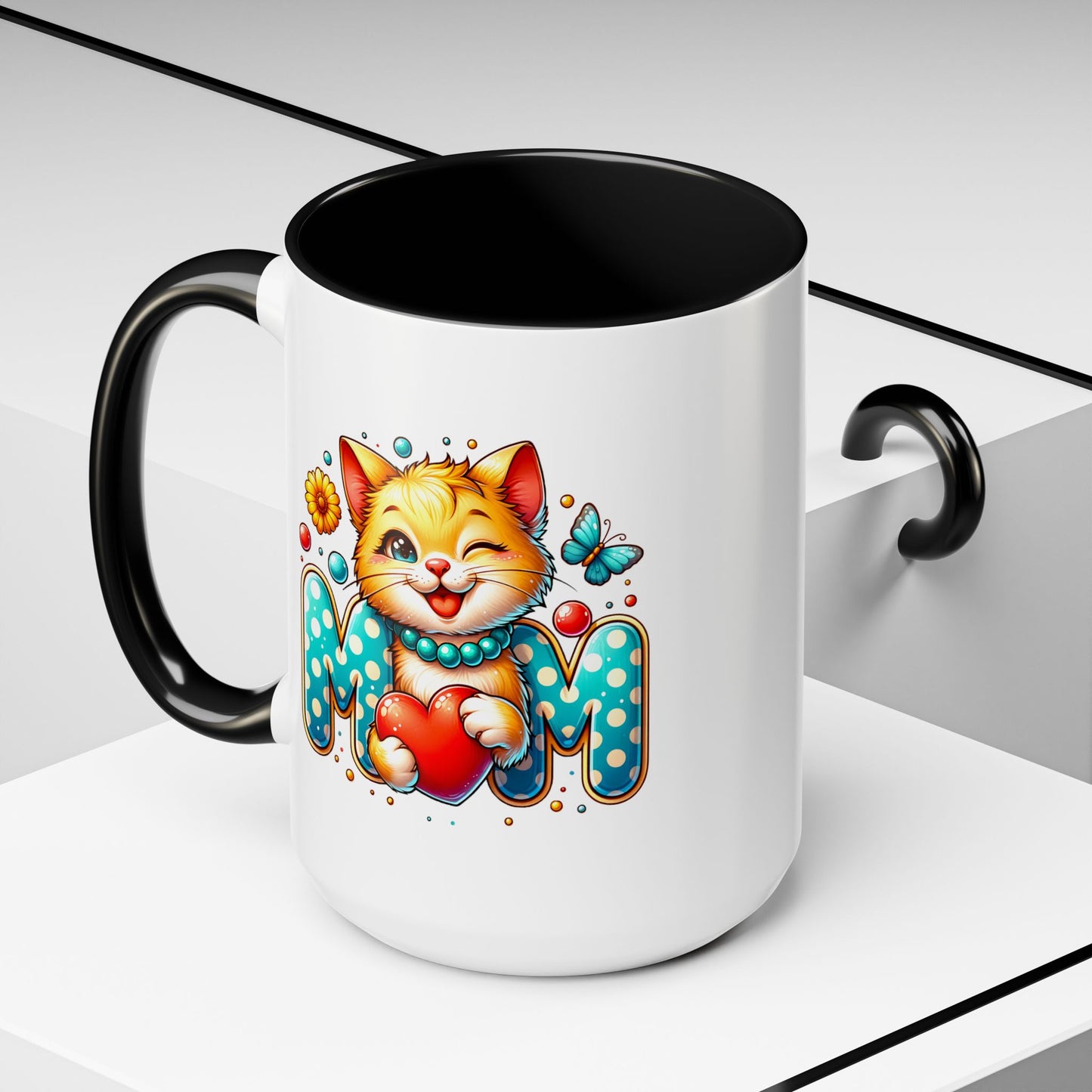 Mother's Day Mug - Mom Cat Red Heart