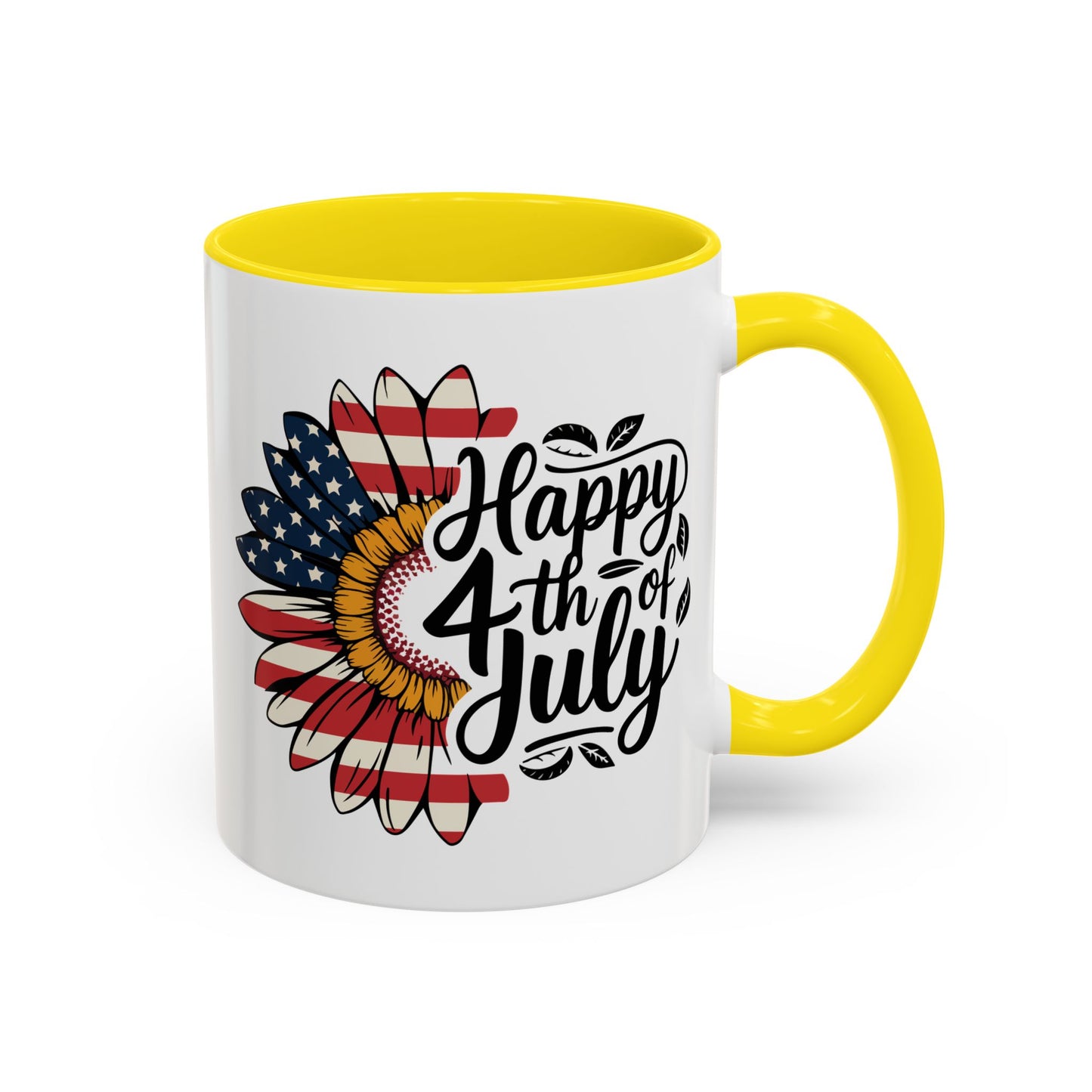 4th of July Mug - Happy 4th of July Sunflower USA Flag