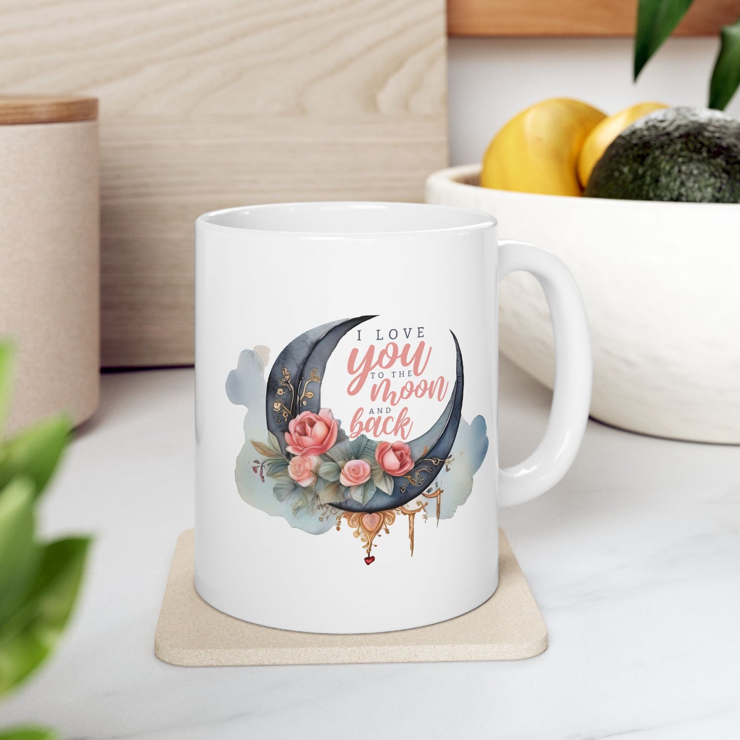 Valentine's Day Mug - I Love You Moon Graphic