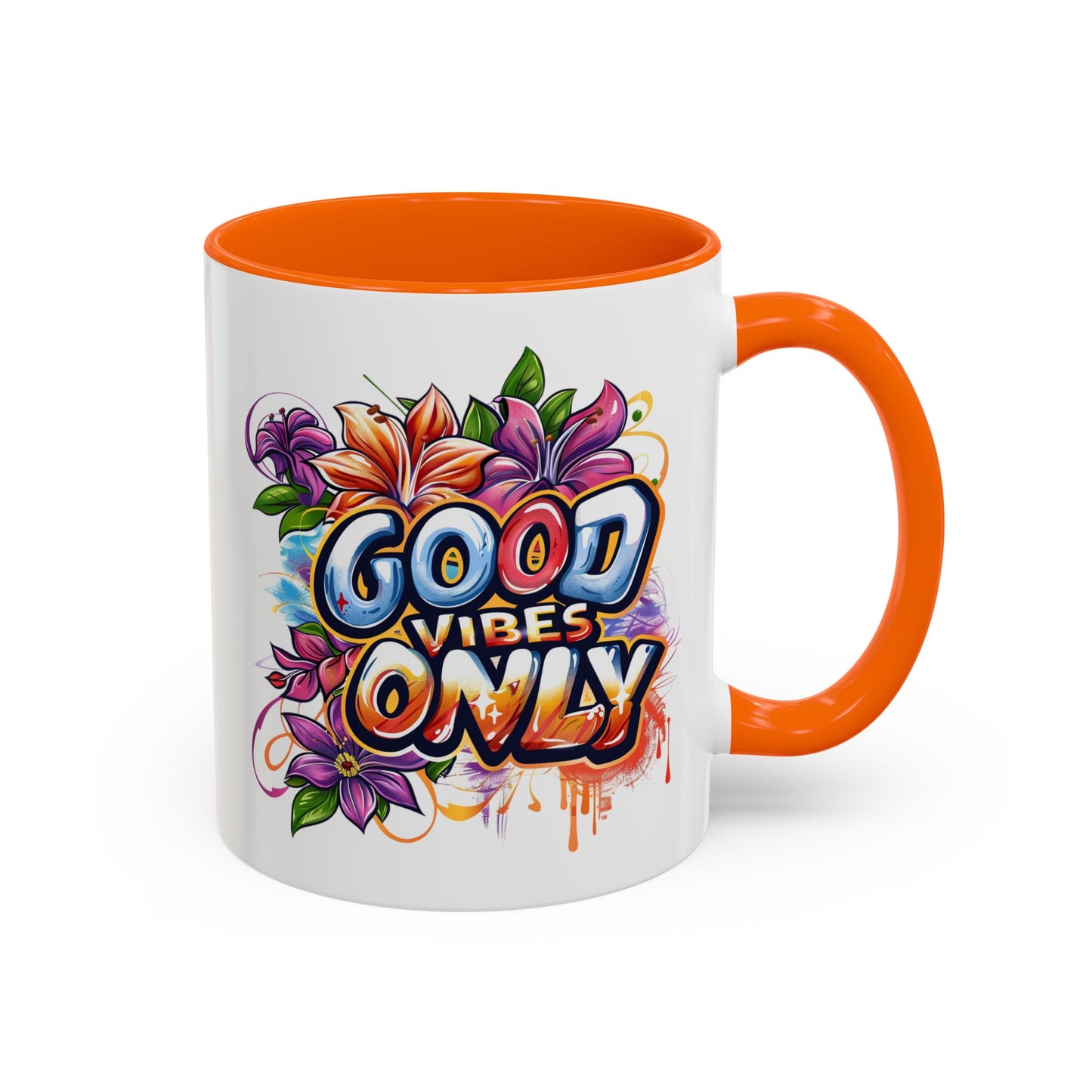 Wellness Mug - Good Vibes Only Graffiti Flowers