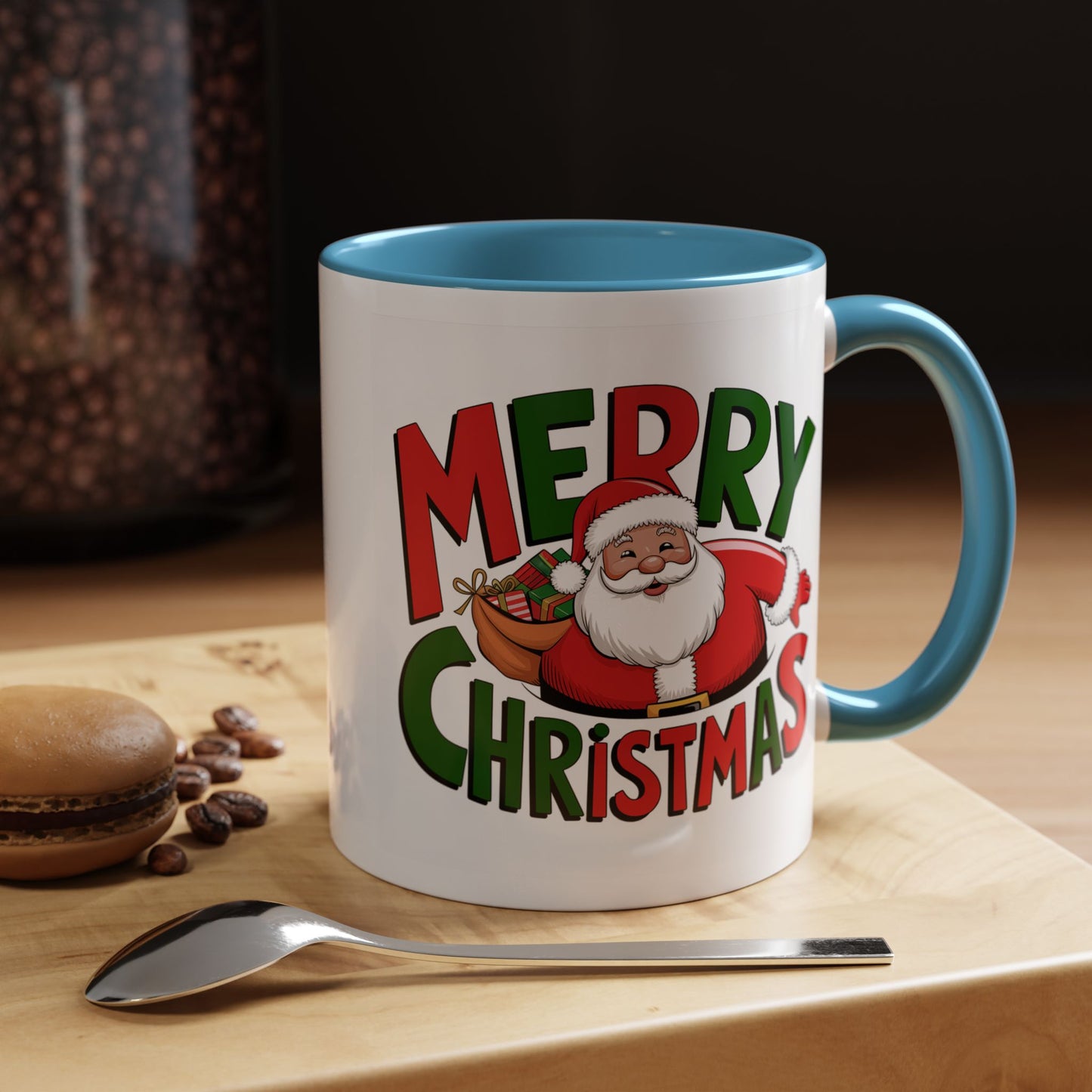 Christmas Mug - Green & Red Text Santa Presents
