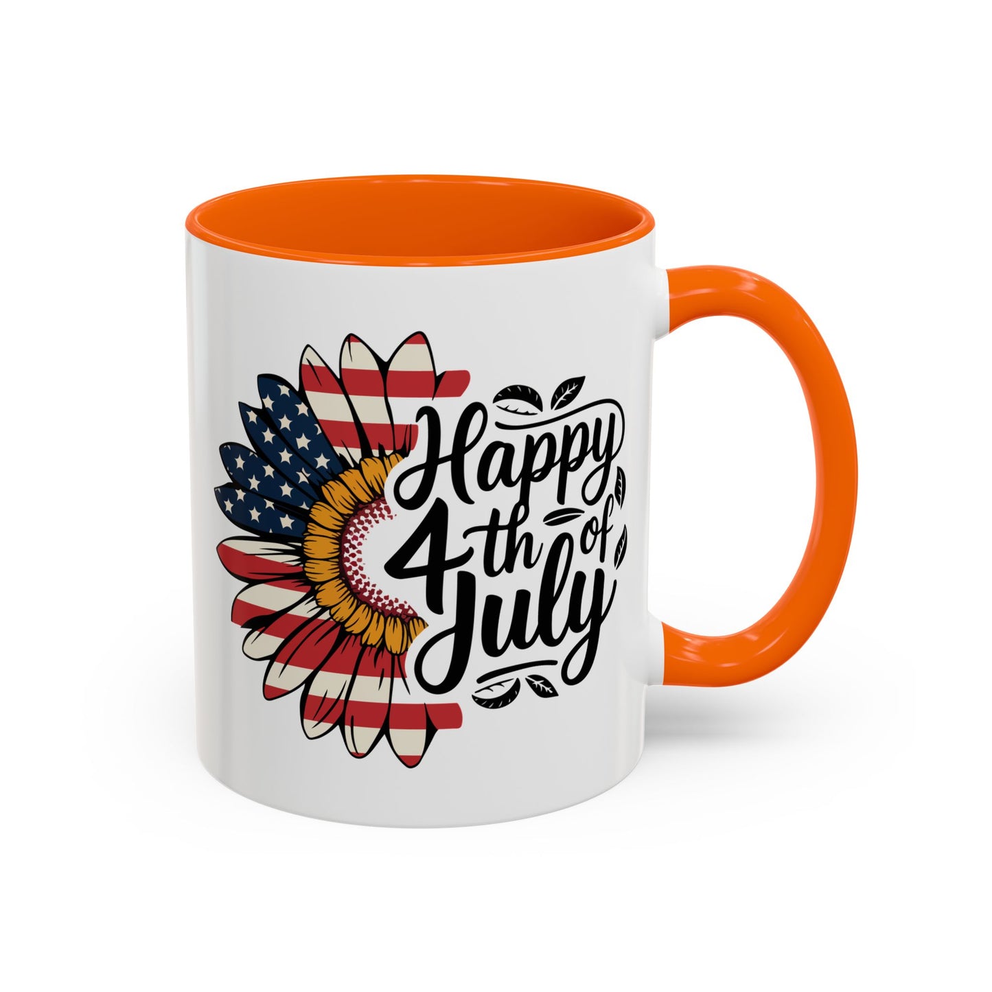 4th of July Mug - Happy 4th of July Sunflower USA Flag