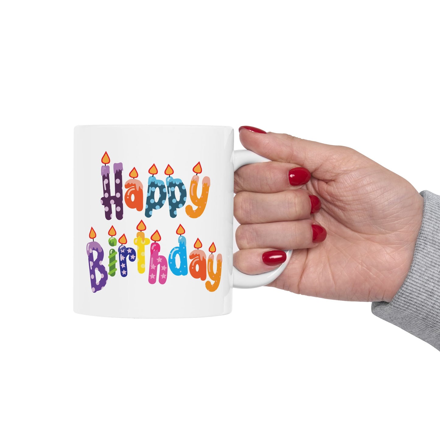 Birthday Mug - Happy Birthday Letter Candles