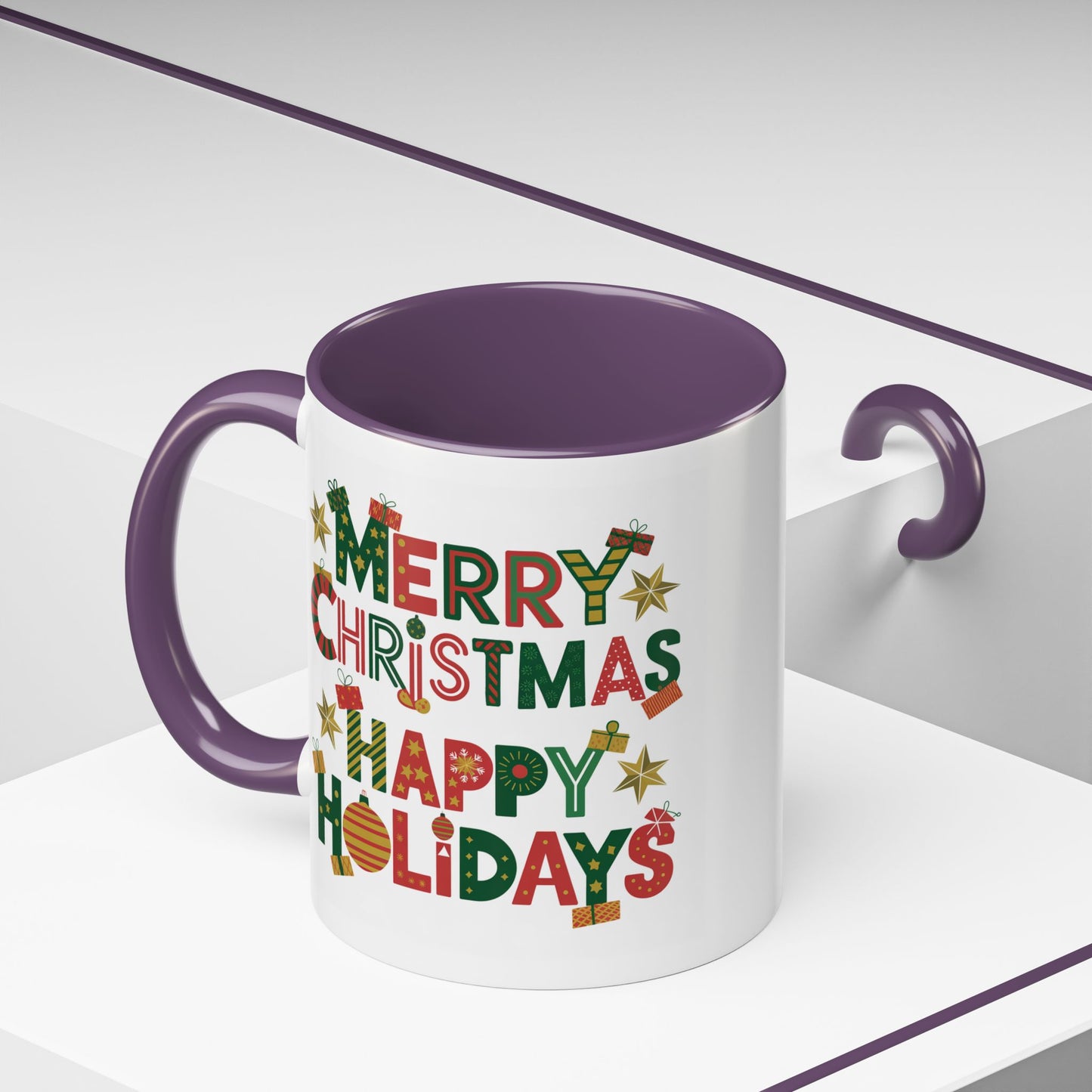 Christmas Mug - Merry Christmas Happy Holidays Decorative Text