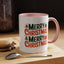 Christmas Mug - Green & Red Text Tree Presents