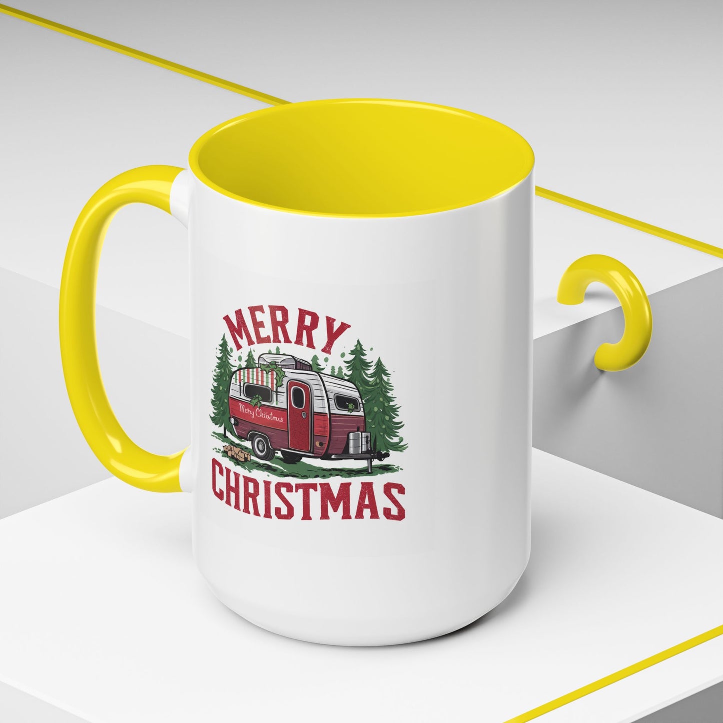 Christmas Mug - Merry Christmas Red & White Camper