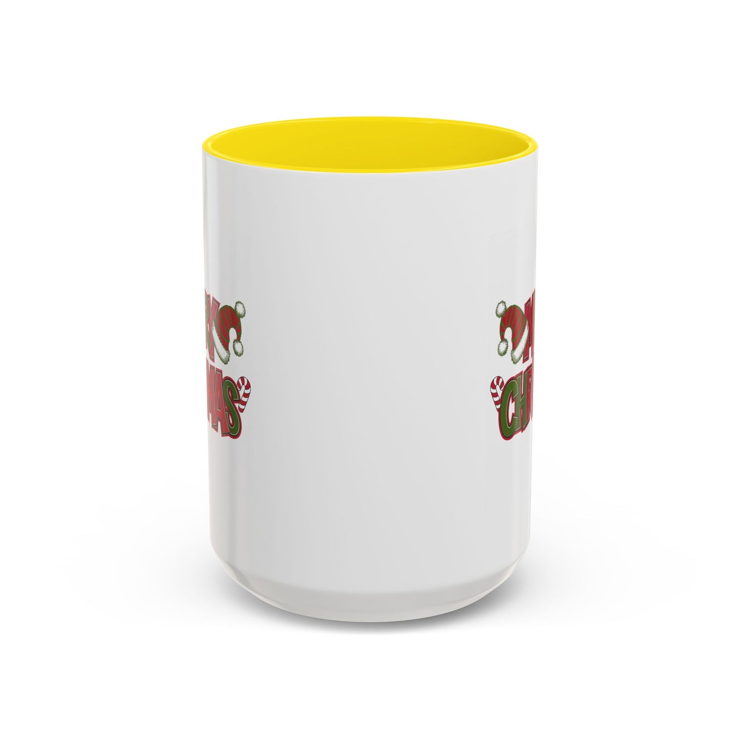 Christmas Mug - Merry Christmas Red & Green Text Hats Candy Canes