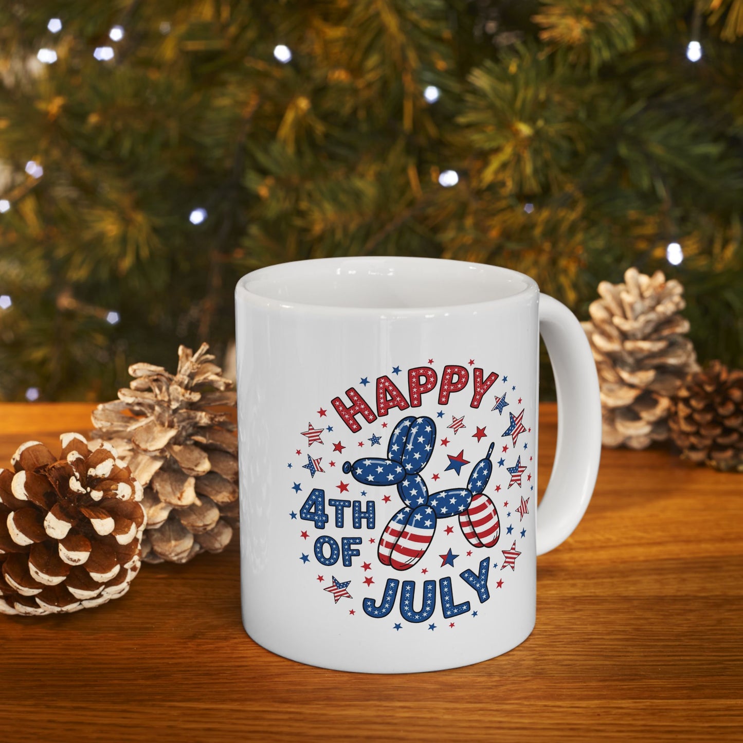 4th of July Mug - Happy 4th of July Dog Balloon