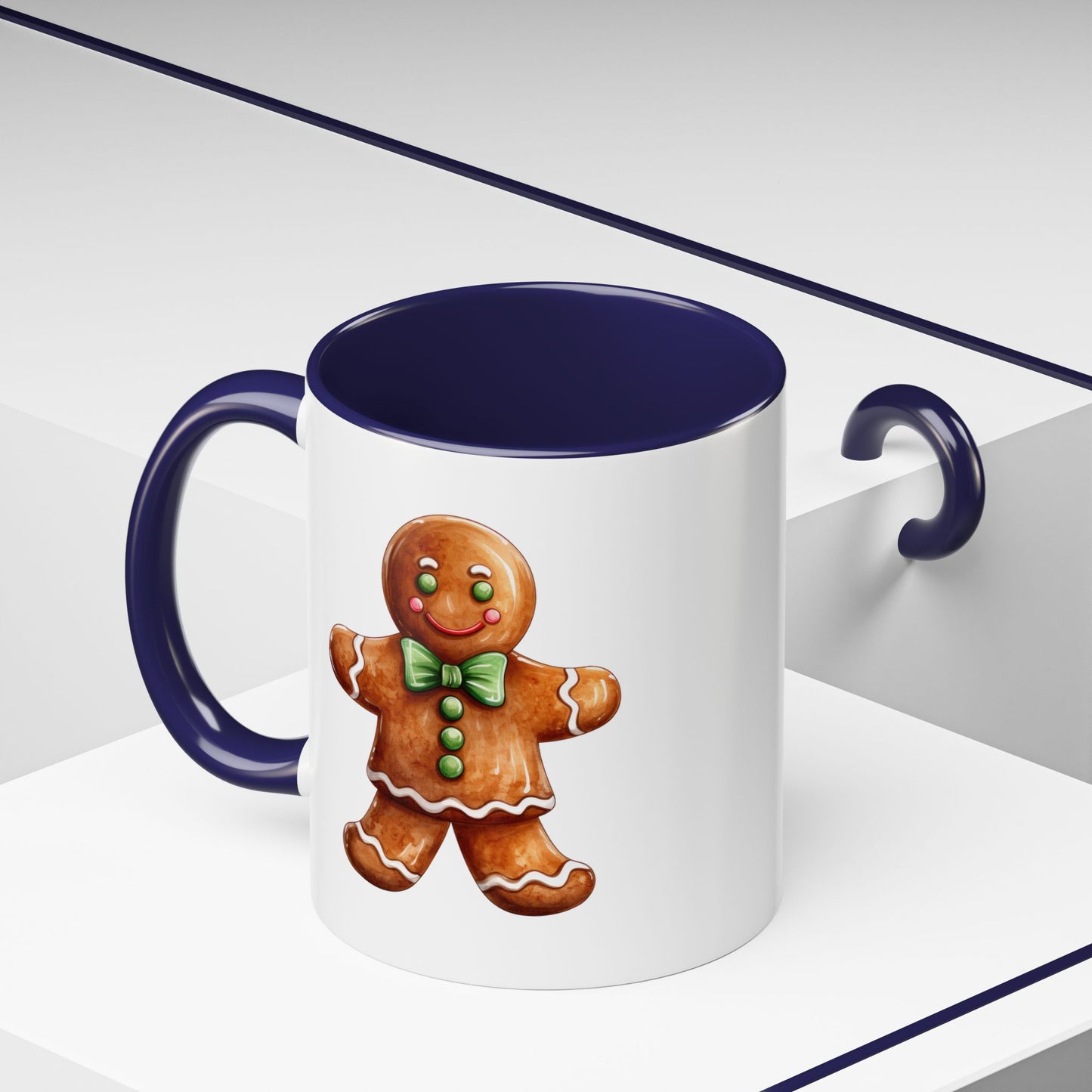 Christmas Mug - Gingerbread Man Green Bow