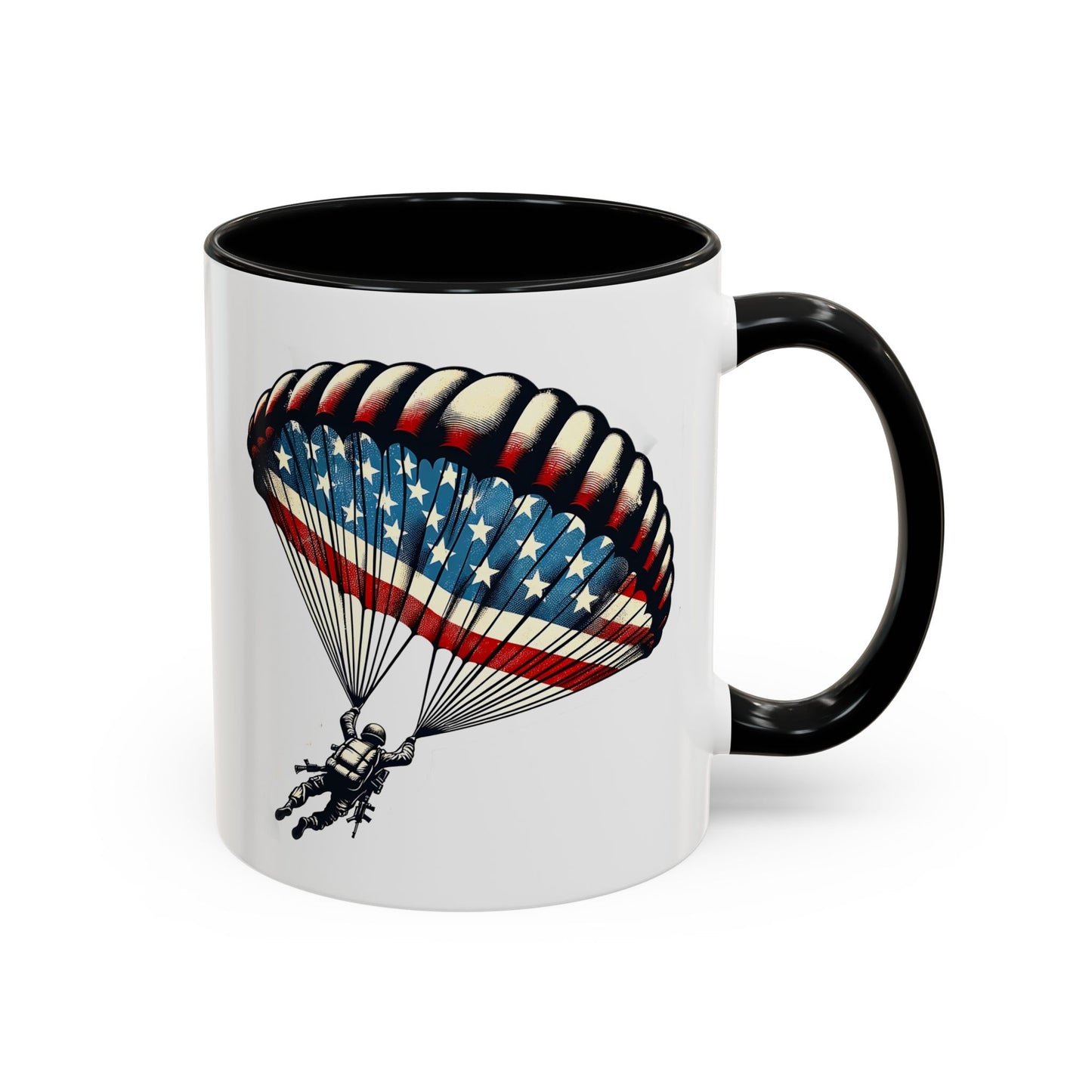 4th of July Mug - Airborne Soldier Parachute Flag