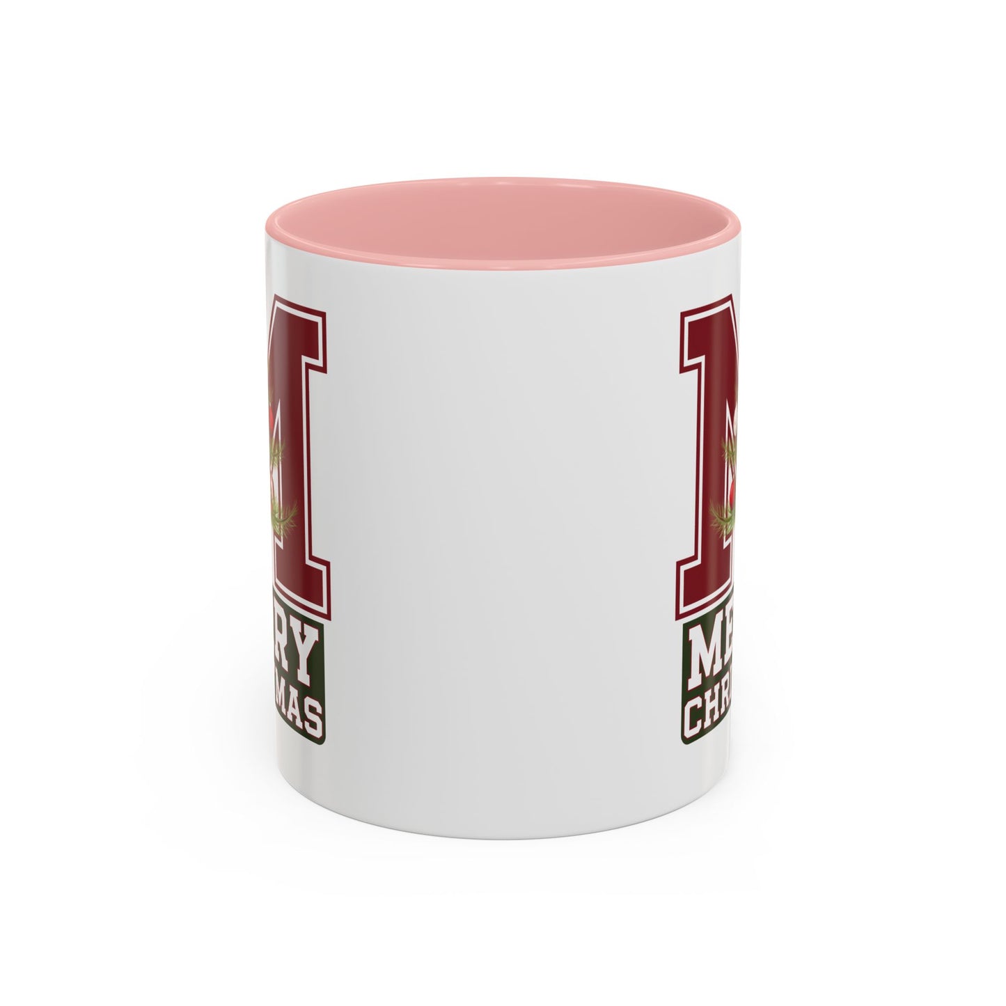 Christmas Mug - Merry Christmas White Green & Red College Text