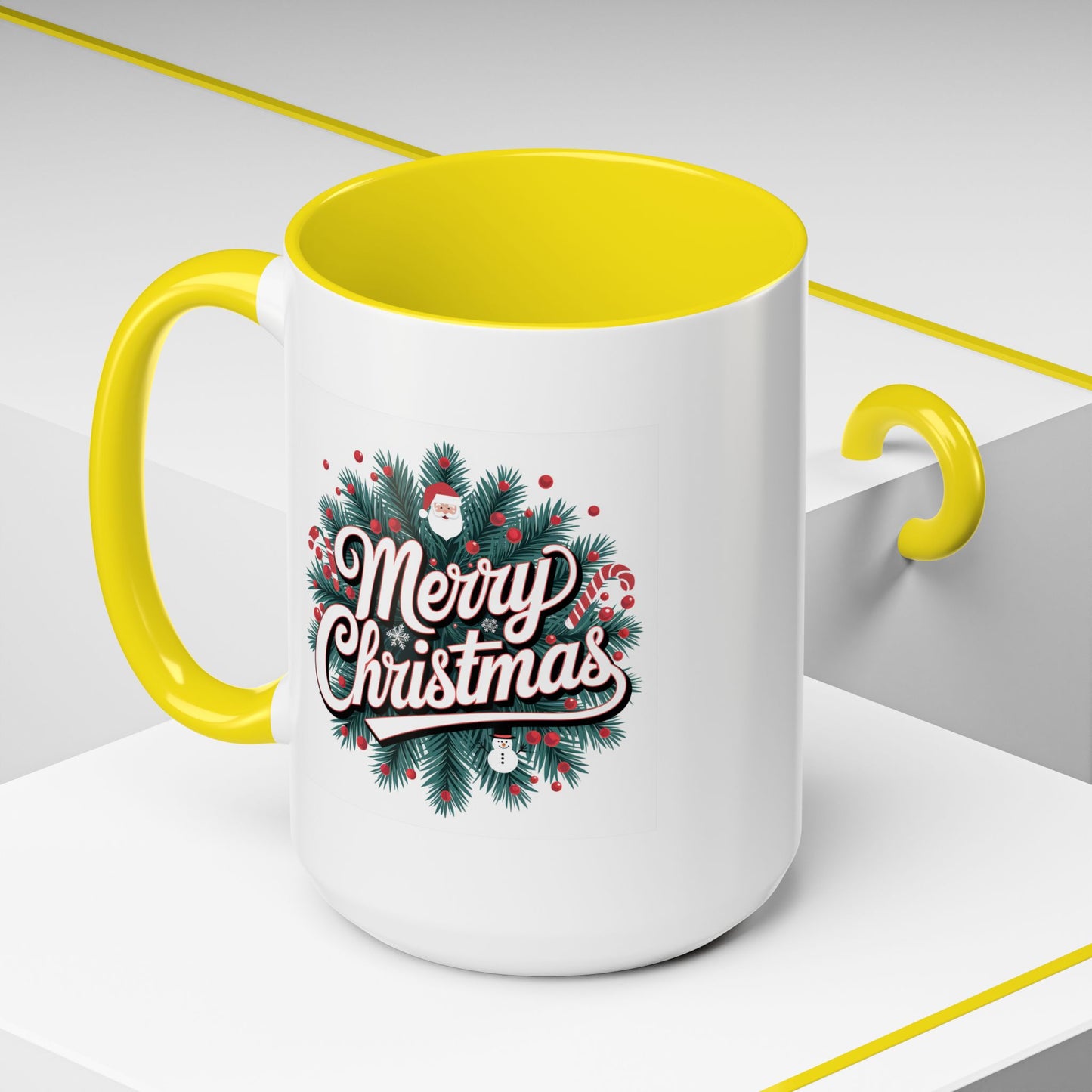 Christmas Mug - Merry Christmas White & Red Embossed Text