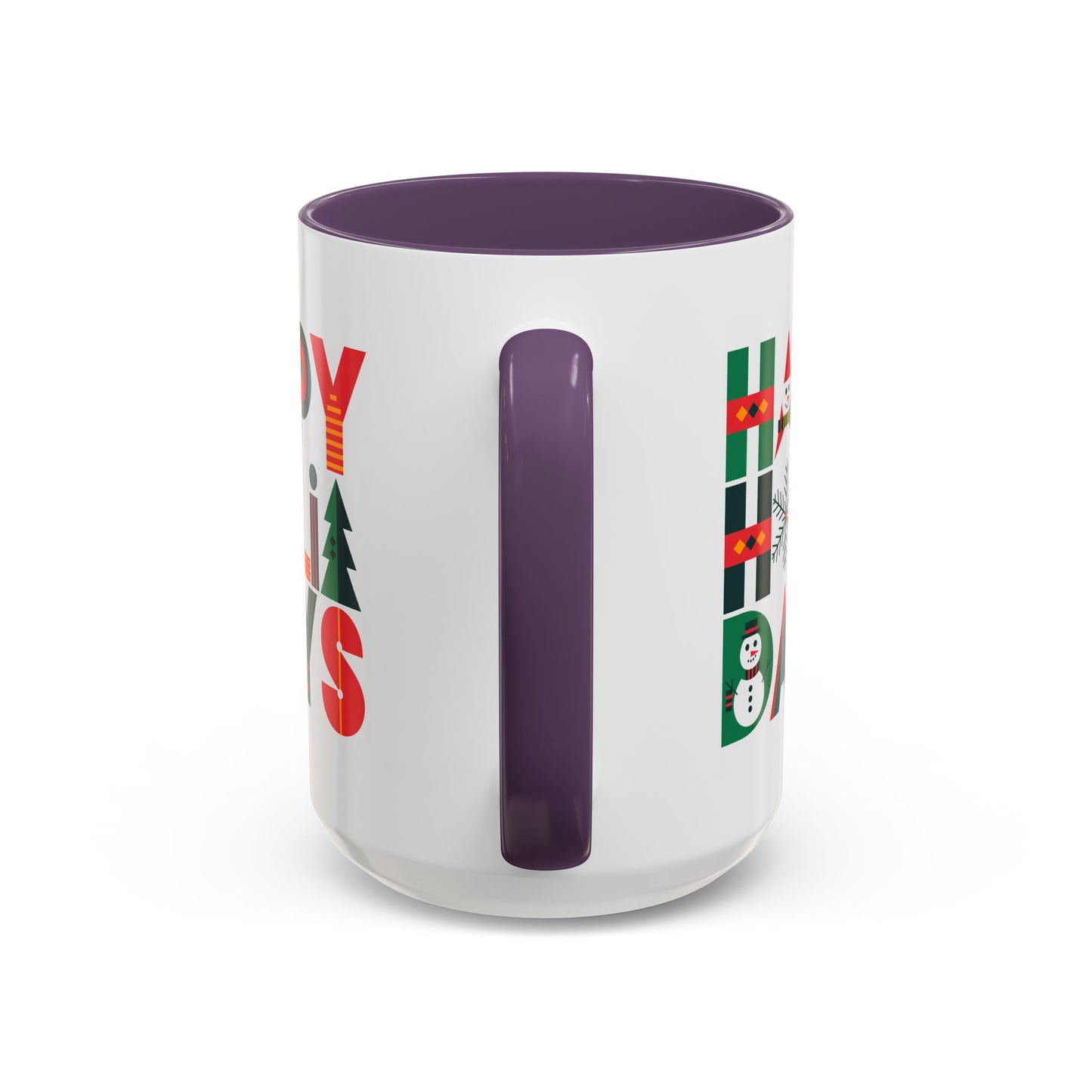 Christmas Mug - Happy Holidays Green Red & Blue Decorative Text