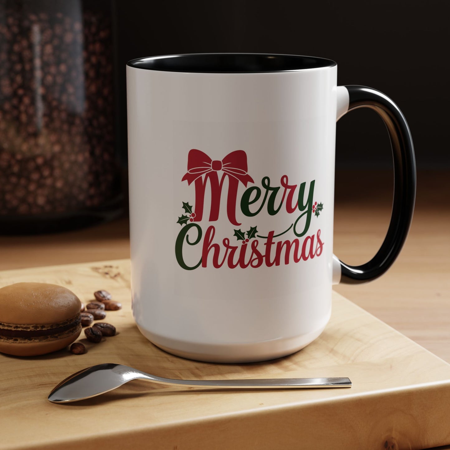 Christmas Mug - Merry Christmas Red & Green Text Bow