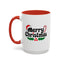 Christmas Mug - Merry Christmas Black Text Hat Candy Cane Mistletoe