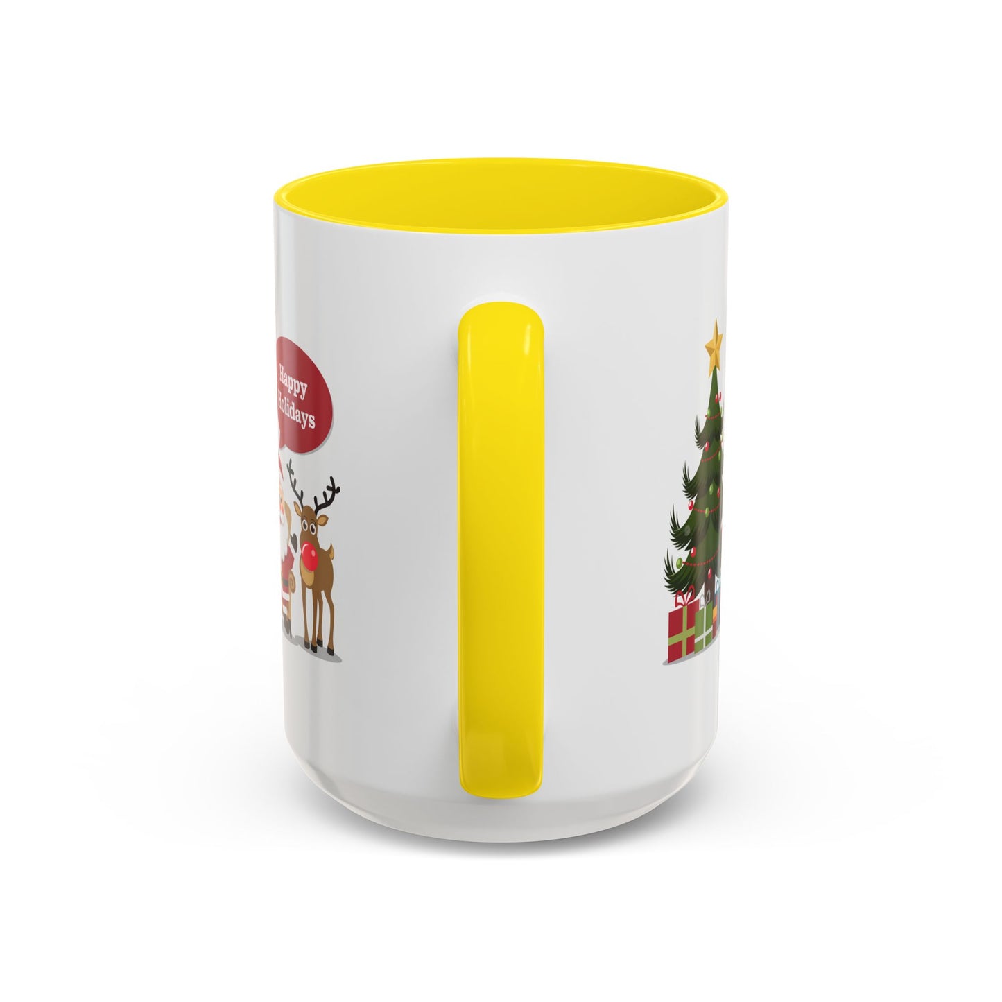 Christmas Mug - Happy Holidays Callout Santa Tree Presents Reindeer