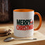 Christmas Mug - Merry Christmas Green & Red Text Santa Bag