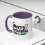 Christmas Mug - Merry Christmas Black Text Hat Candy Cane Mistletoe