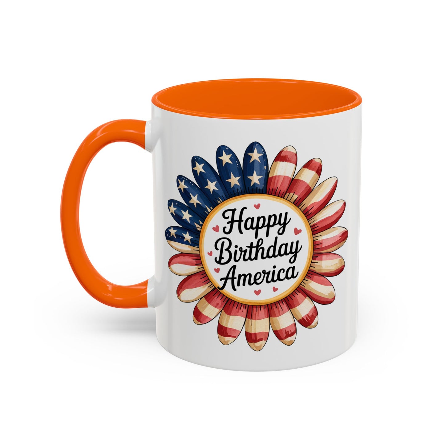 4th of July Mug - Happy Birthday America Sunflower