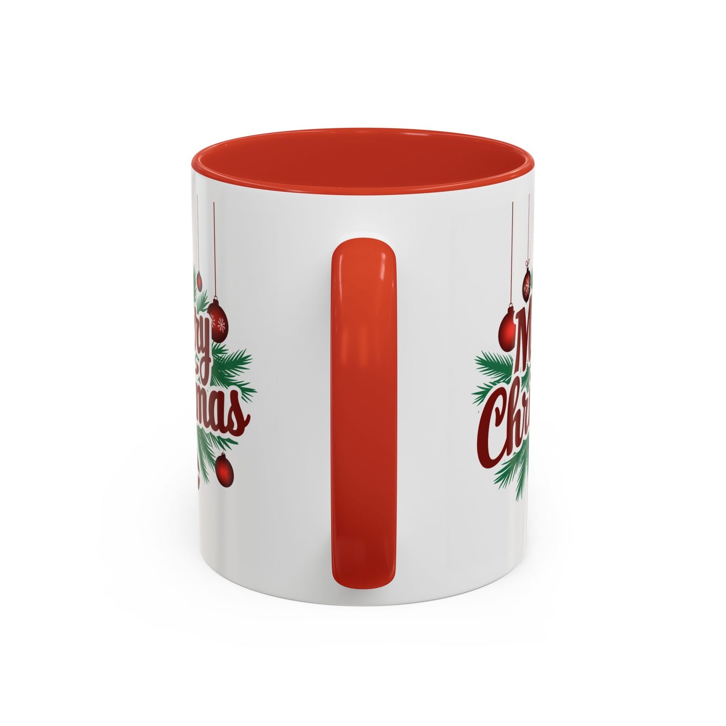 Christmas Mug - Merry Christmas Maroon Text Ornaments