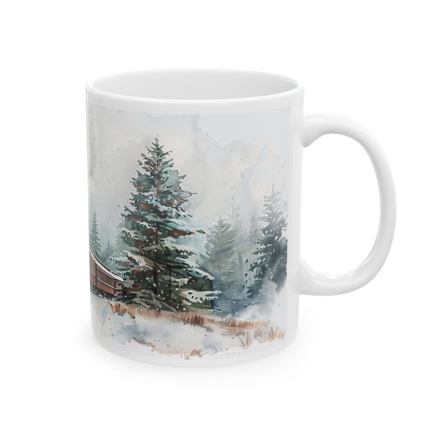 Christmas Mug - Snowy Landscape Train Wrap 5