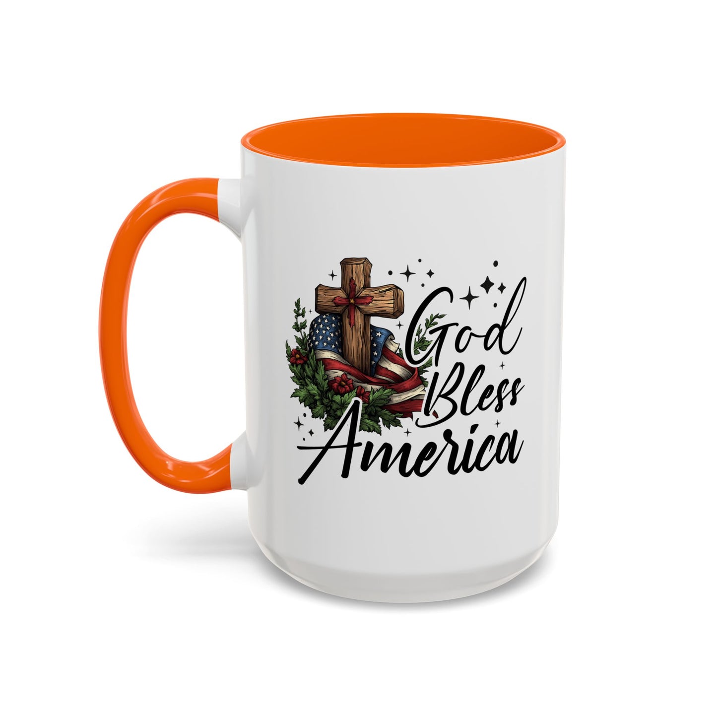 4th of July Mug - God Bless America Cross Flag