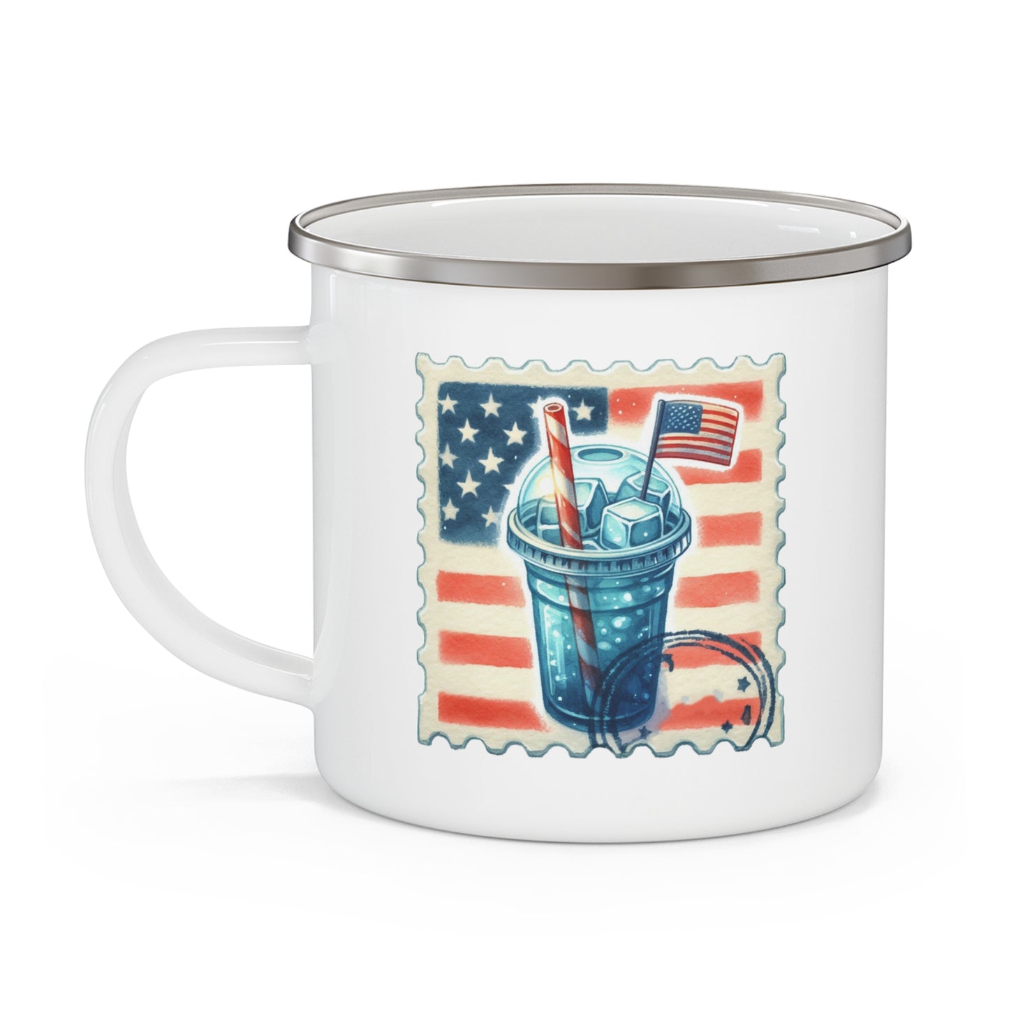 4th of July Mug - American Flag Iced Drink Stamp