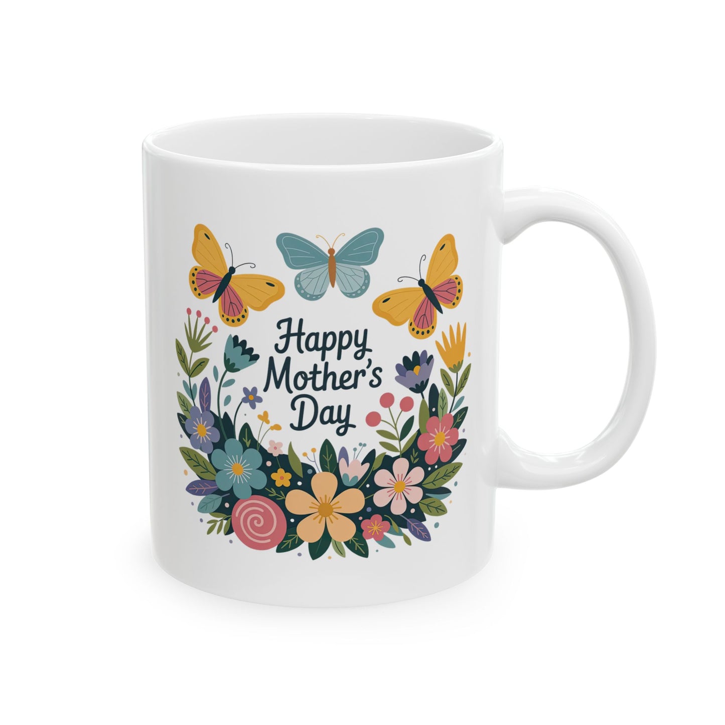 Mother's Day Mug - Happy Mother's Day Floral Butterflies