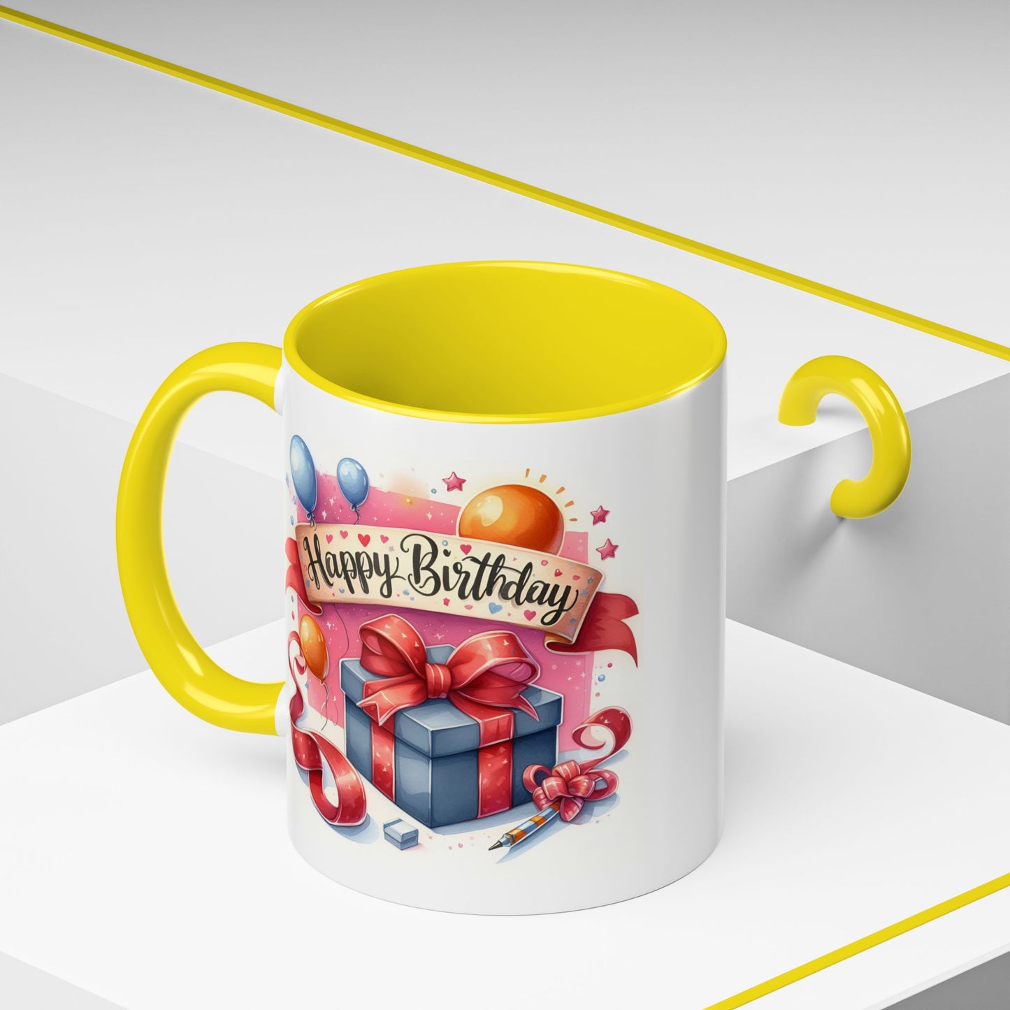 Birthday Mug - Present Pen Balloons