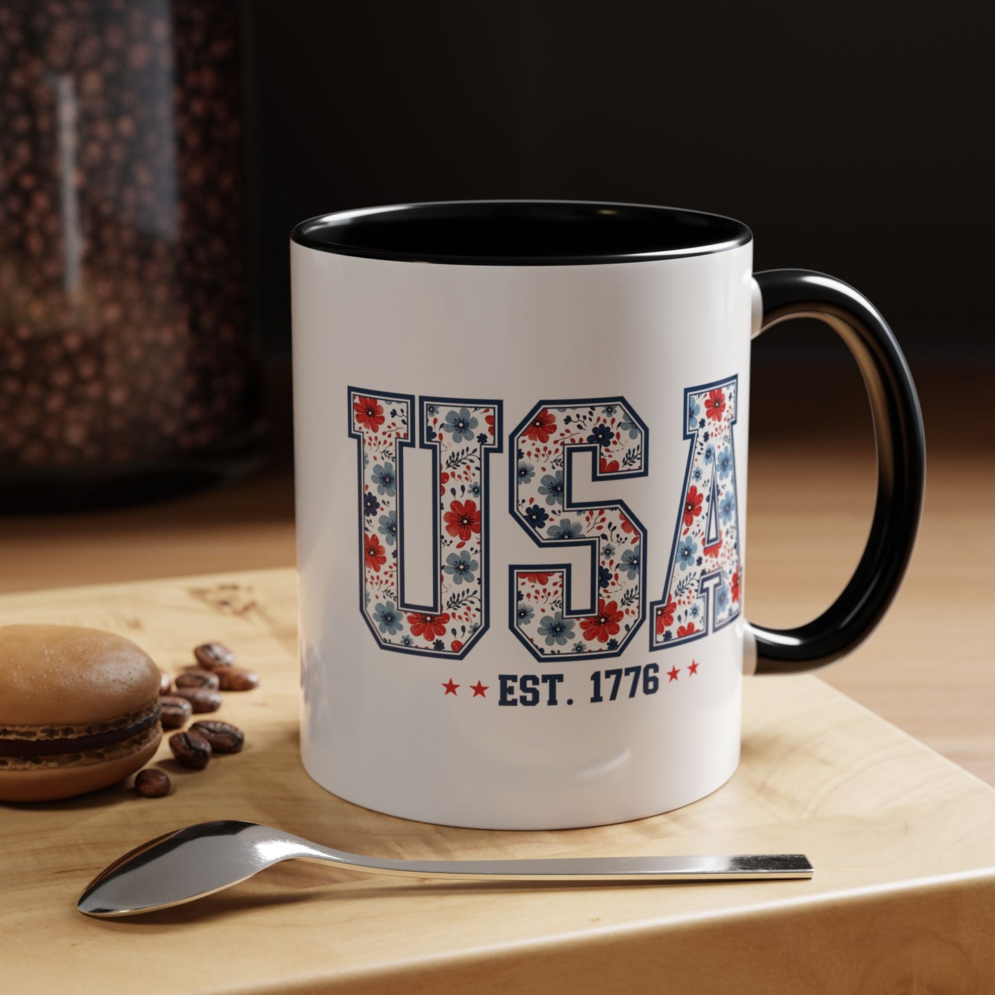 4th of July Mug - USA EST 1776 Floral