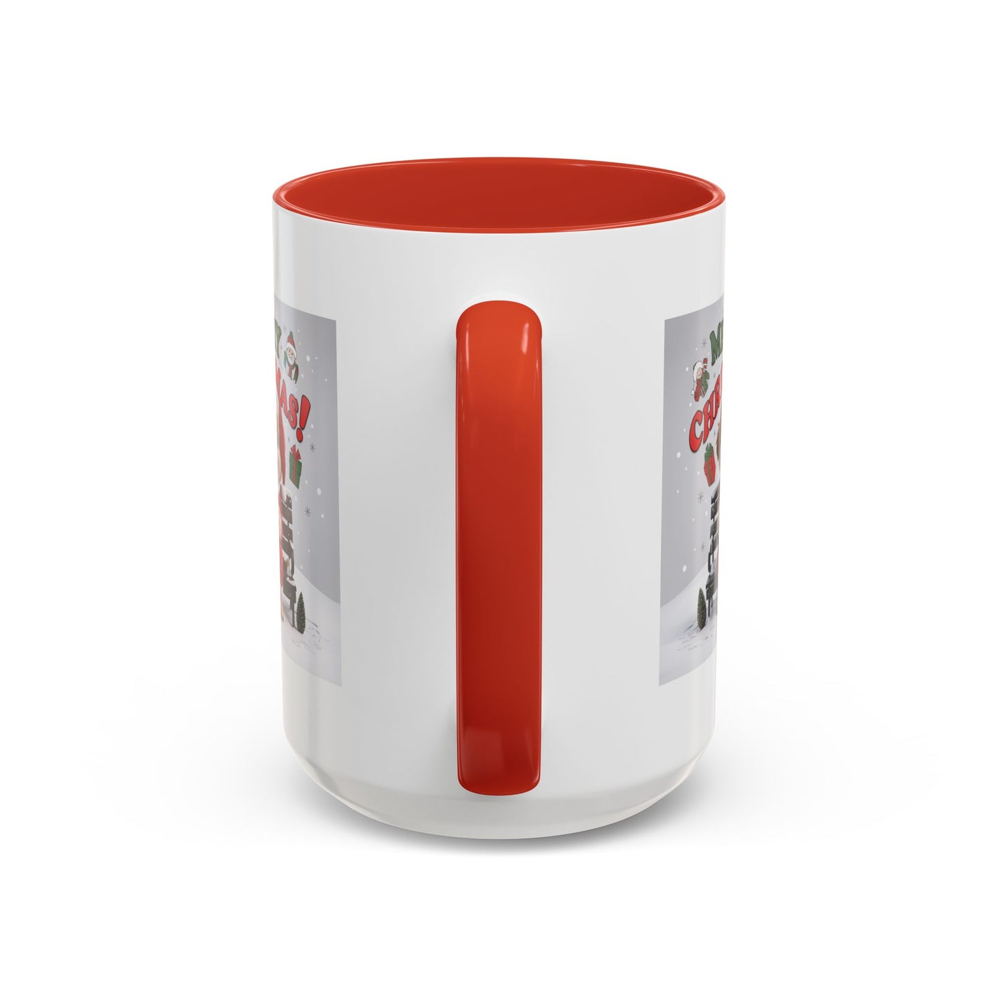 Christmas Mug - Merry Christmas Red Text Puppy Red Top