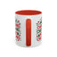 Christmas Mug - Merry Christmas Green & Red Text Trees Hearts Snowflakes Stars