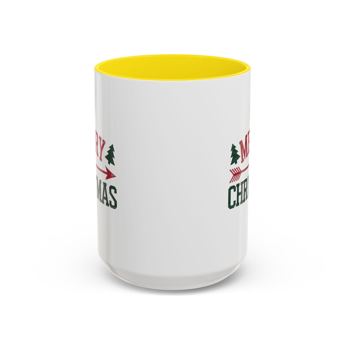 Christmas Mug - Merry Christmas Red & Green Text Heart Arrow Trees