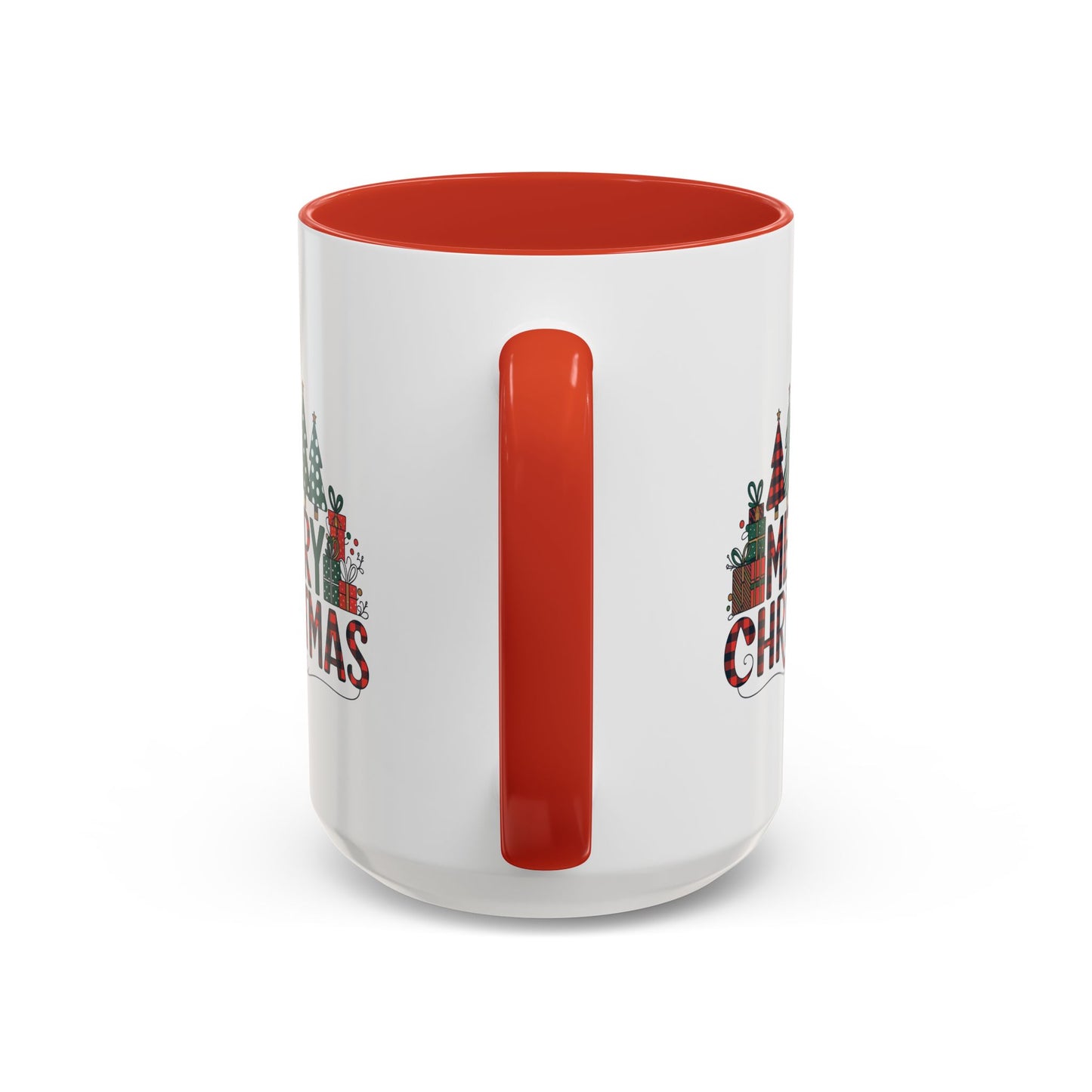 Christmas Mug - Merry Christmas Tartan Text Trees Presents