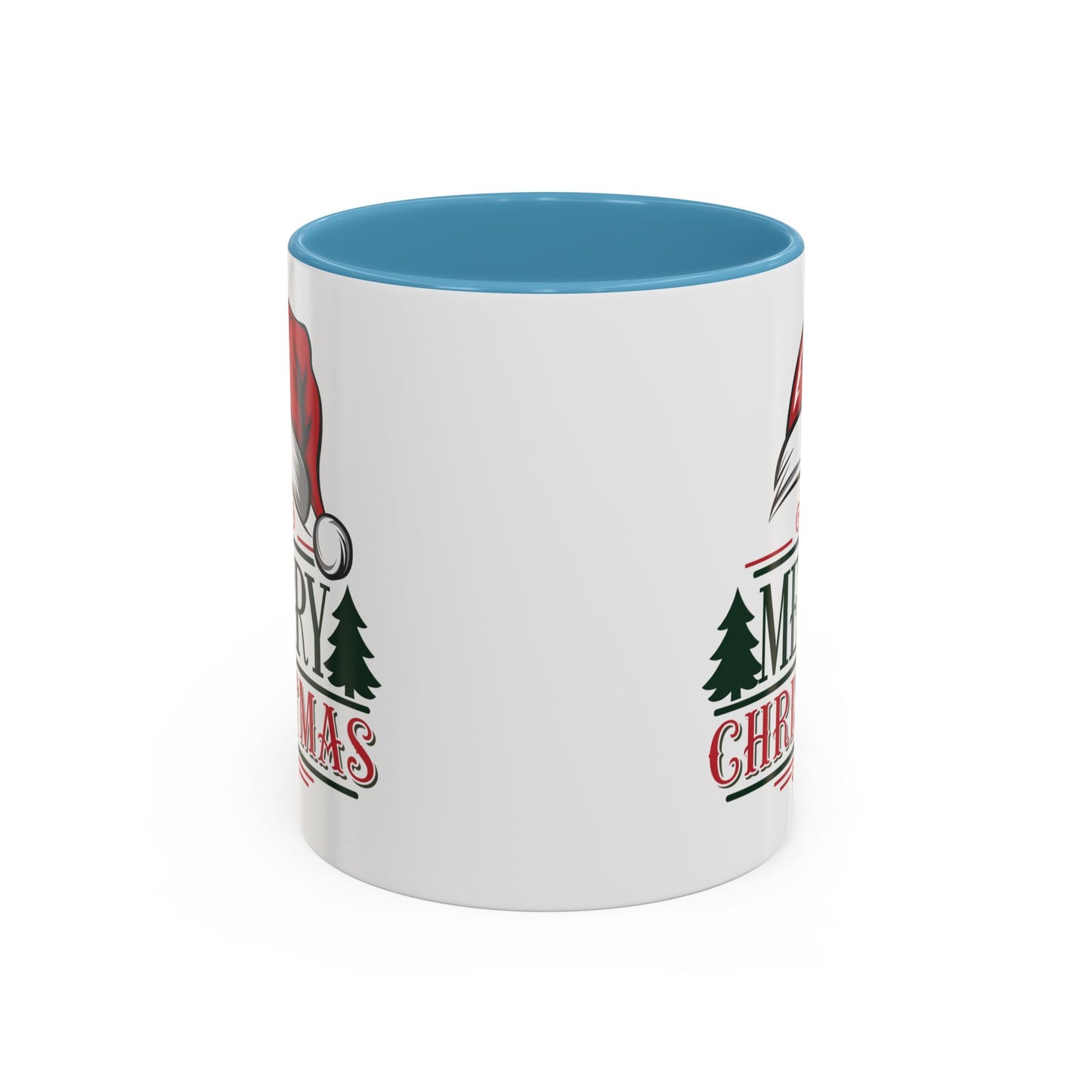 Christmas Mug - Merry Christmas Green & Red Text Red Hat