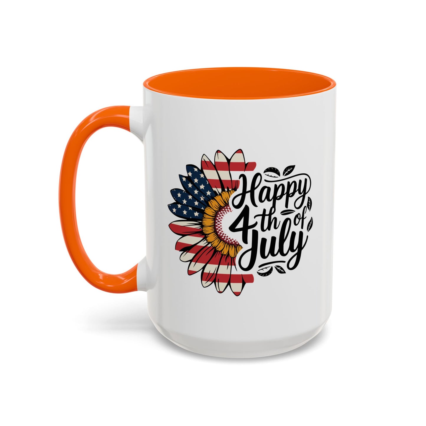 4th of July Mug - Happy 4th of July Sunflower USA Flag