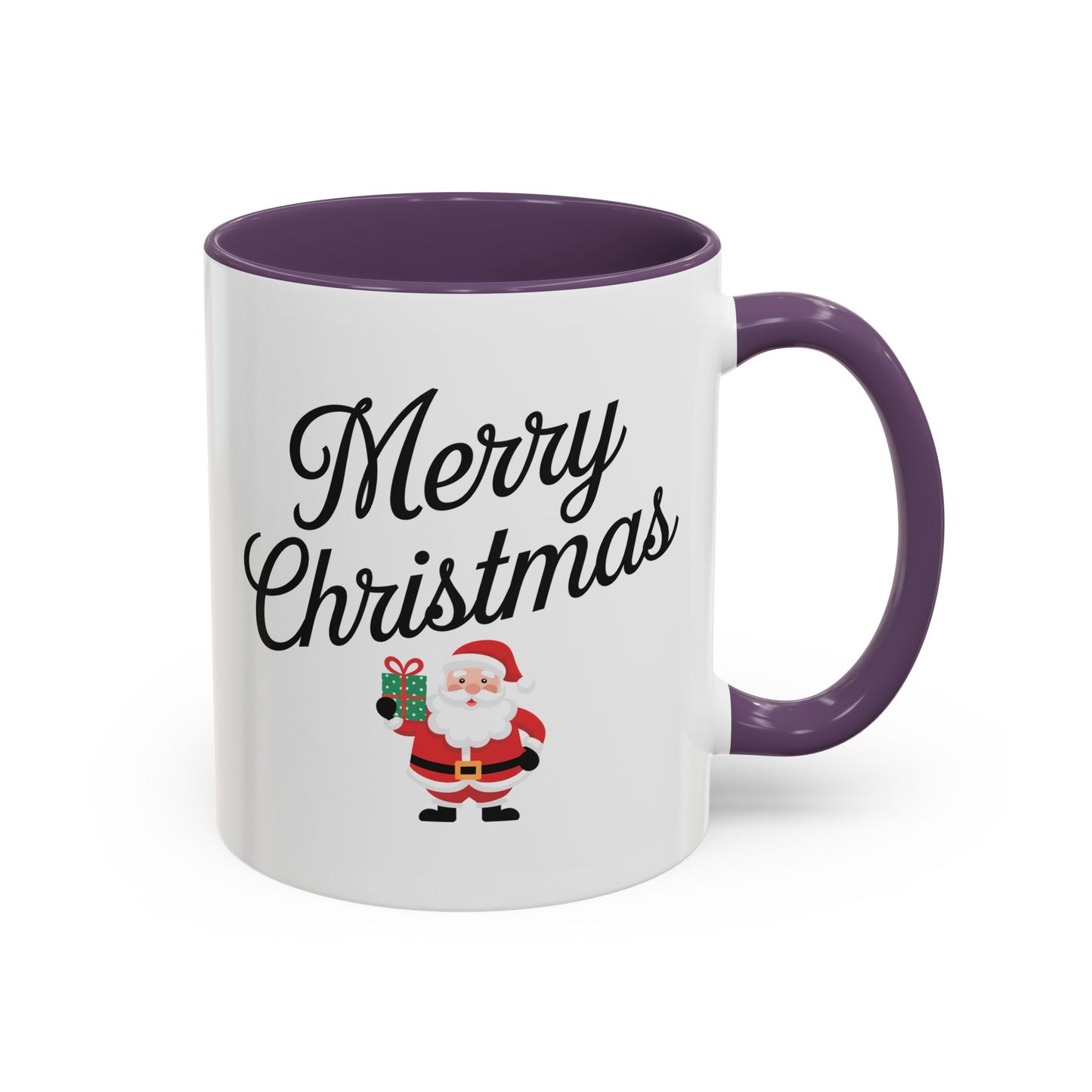 Christmas Mug - Merry Christmas Black Text Santa Present